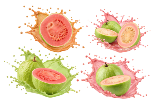 juice splash in guava fruit PNG Image
