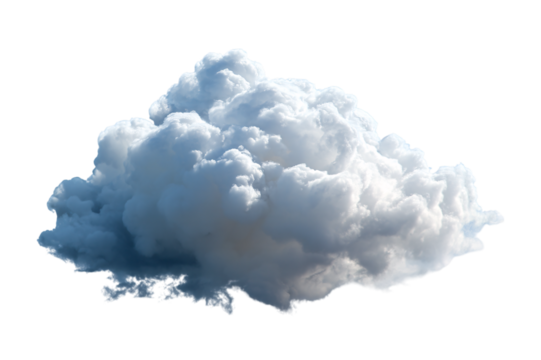 Fluffy White Cloudscape on transparent background