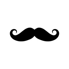 Curly mustache icon silhouette vector flat design on white background.