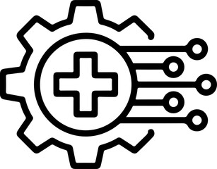 Obraz premium Digital health technology and innovation with medical cross and gear icon