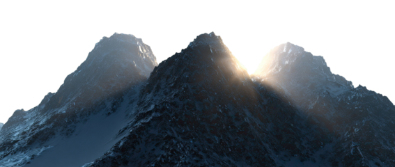 Majestic peaks bathed in dawn light