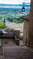 landscape from a narrow street in assisi in umbria