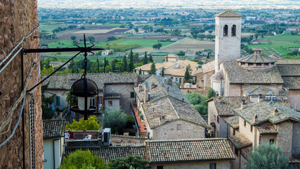 landscape from a narrow street in assisi in umbria