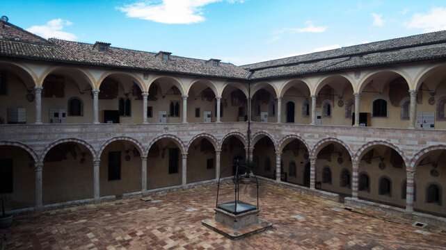 cloister of st. francis basilica in assisi in umbria