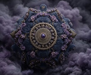 the image shows a complex, ornamental sphere