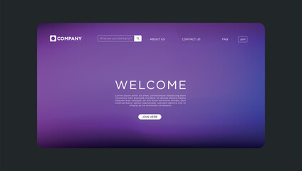 Modern purple website landing page welcomes new users to join and explore the company online