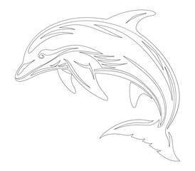 Stylized Dolphin Silhouette with Flowing Line Art and Leaping Motion