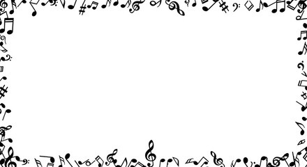 Elegant music notes border framing empty space for creative design projects