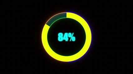84% Bar Chart Animation percentage diagrams modern animation design percentage circle 4K animation. neon circle and cc bal action background.