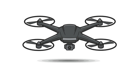 Cartoon Illustration of a Modern Drone in Flight