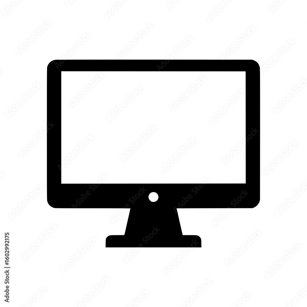 Poster black computer monitor icon with a blank screen isolated on white background suitable for website de