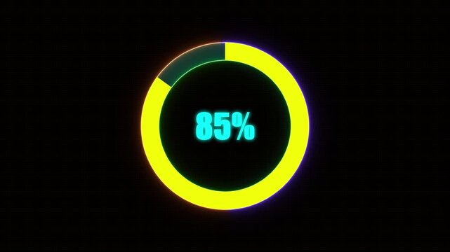 85% Bar Chart Animation percentage diagrams modern animation design percentage circle 4K animation. neon circle and cc bal action background.
