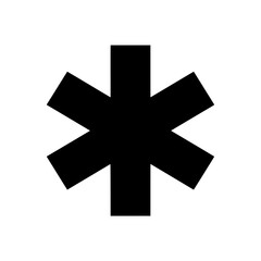 Black Star of Life medical icon isolated on white background suitable for emergency services and healthcare applications