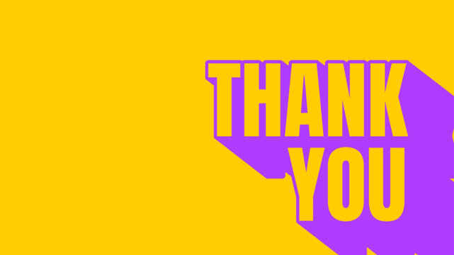 Thank you Retro speech bubble design in yellow and purple colour. Vector illustration