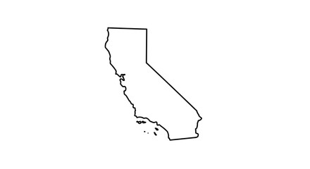 California state outline map simple black and white graphic illustration