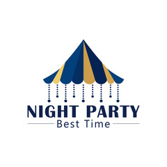 Elegant Night Party Logo Design Template &ndash; Outdoor Event, Tent, Table & Chairs Illustration, High-quality vector logo template featuring a stylish tent with a table and chairs under it