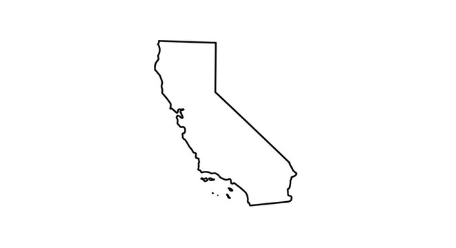 California state outline map simple black and white graphic illustration