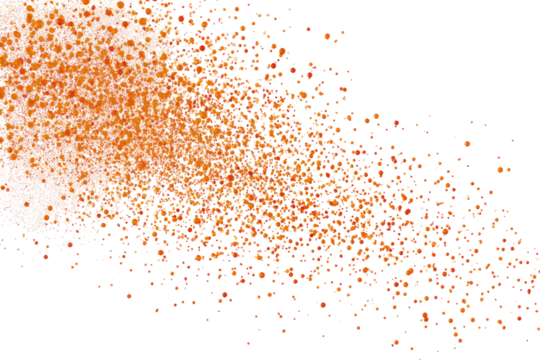 Orange granular explosion on black background