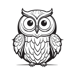 Cute Cartoon Owl with Large Eyes.