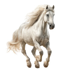 Obraz premium White horse in full gallop, long flowing mane