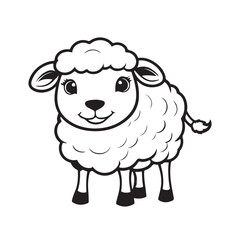 Cute Cartoon Sheep Illustration.