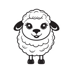 Cute Cartoon Sheep with Big Eyes.
