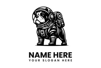 Obraz premium Bulldog Astronaut in Vintage Style Space Suit Illustration.