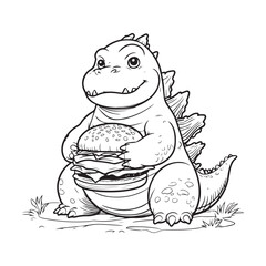 Dinosaur Holding a Huge Delicious Burger.