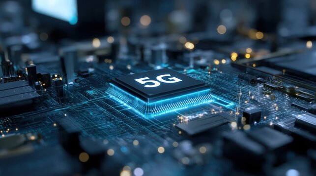 A digital interface showcasing cutting-edge computing technologies, such as 5G, AI, and edge computing. - Powered by Adobe