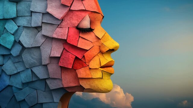 A psychology video background symbolizing a journey of emotional healing, a scene of a fractured mind finding peace and hope footage.