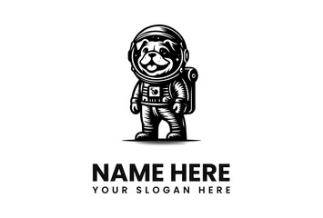 Cartoon Dog Astronaut in Detailed Spacesuit with Backpack and Helmet.