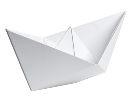 3D paper-style folded shape in white with soft shadows, isolated on a transparent background