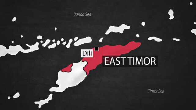 East Timor Map - Fast Zooming from World Map. Animated Motion Graphics Shape Map of the Timor L'este. 4K Resolution Stock Video for News, Vlogs etc.