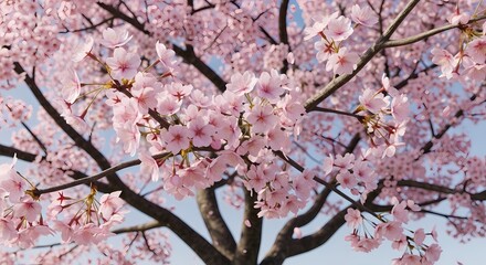 Obraz premium Blooming Cherry Blossom Tree with Pink Flowers in Springtime