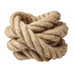 Close-up of a tangled ball of light beige rope