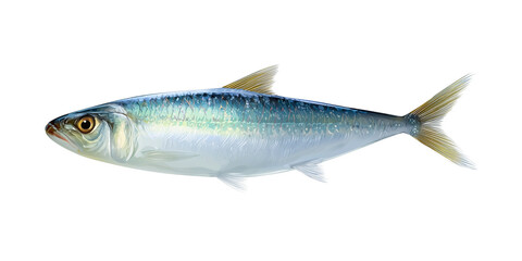 Fototapeta premium sardine fish cutout isolated on white, side view on transparent png background 