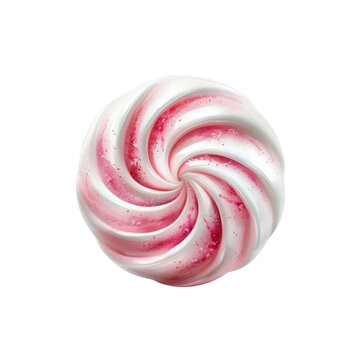 Swirled Pink and White Meringue Cookie, Close-Up Studio Shot