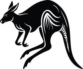 Stylized Kangaroo Silhouette in Leaping Pose