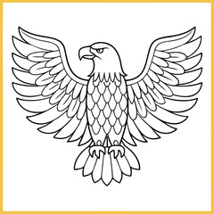 Fototapeta premium Detailed eagle illustration for coloring book pages isolated on white background
