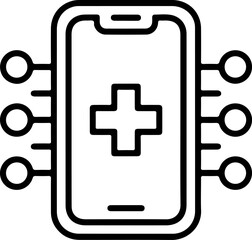 Fototapeta premium Digital health technology icon with medical cross and network connections