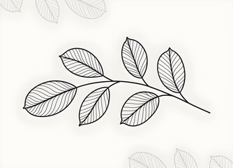 A minimalist line art illustration of a leafy branch, exuding natural simplicity and elegance