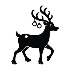 Reindeer with sleigh bells vector silhouette