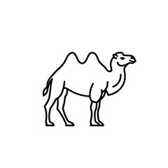 Minimalist Line Drawing of a Camel with Two Humps in Side Profile View