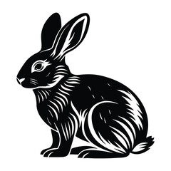Stylized Rabbit Silhouette in Side Profile with Upright Ears
