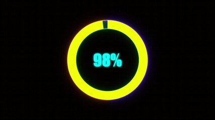 98% Bar Chart Animation percentage diagrams modern animation design percentage circle 4K animation. neon circle and cc bal action background.