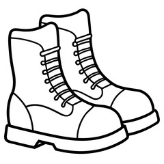 Minimalist Winter Boots Line Art