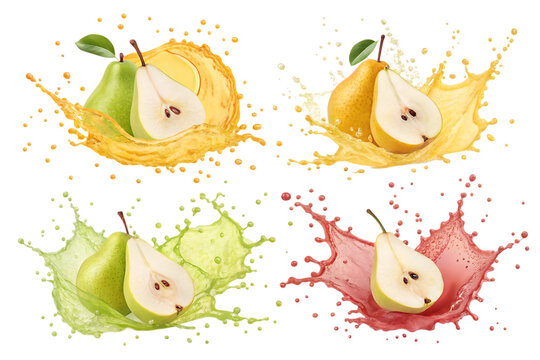 juice splash in pear fruit PNG Image