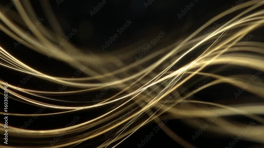 Poster abstract gold lines: a mesmerizing abstract visual of flowing gold lines against a dark background, 