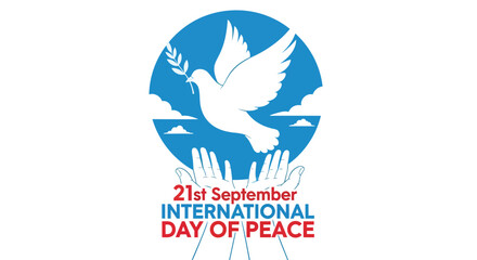 Fototapeta premium Flying white dove holding olive branch over open hands signifies peace and hope