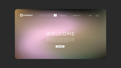 Modern website welcome page design with gradient background for easy user interface and experience